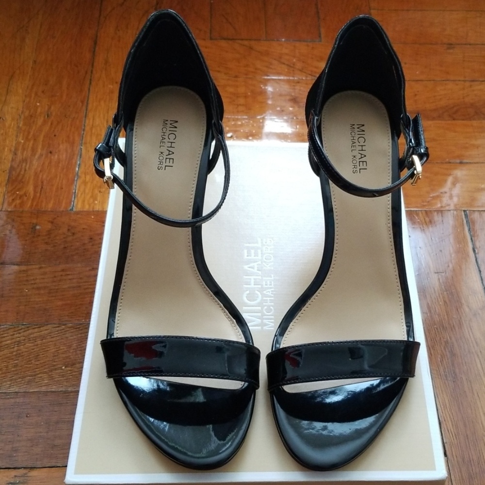 Michael kors black ankle strap heel, size 8